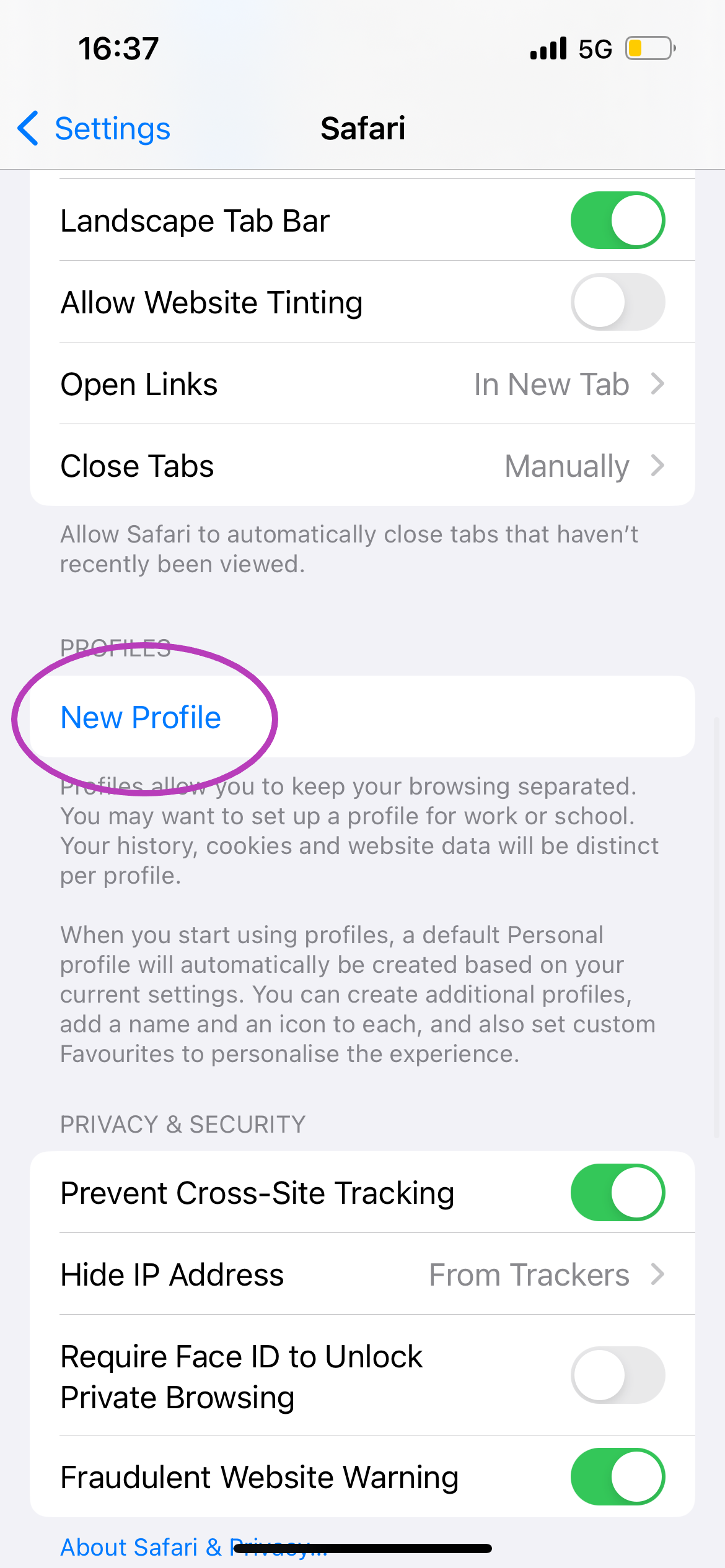 How to create Safari Profiles on iPhone or iPad