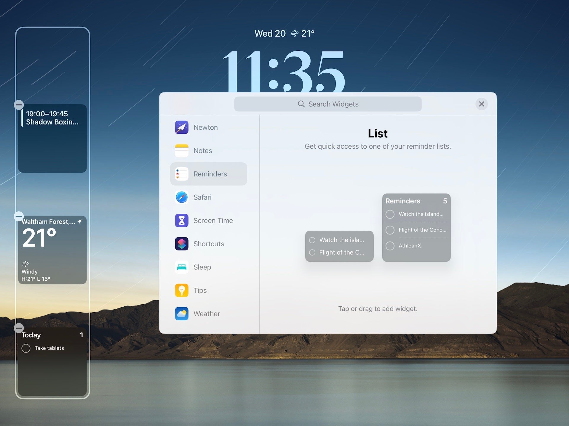 Add widgets to iPad lock screen