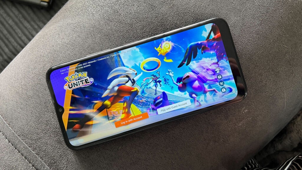 Screen of the Nokia C32Nokia C32 smartphone displaying Pokémon Unite game screen.