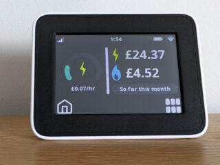 Smart meter showing monthly gas and electric use