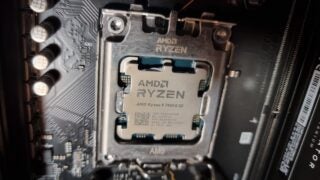 AMD Ryzen 9 7950X3D CPU In a motherboard
