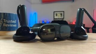 HTC Vive Elite XR and controllers on a desk