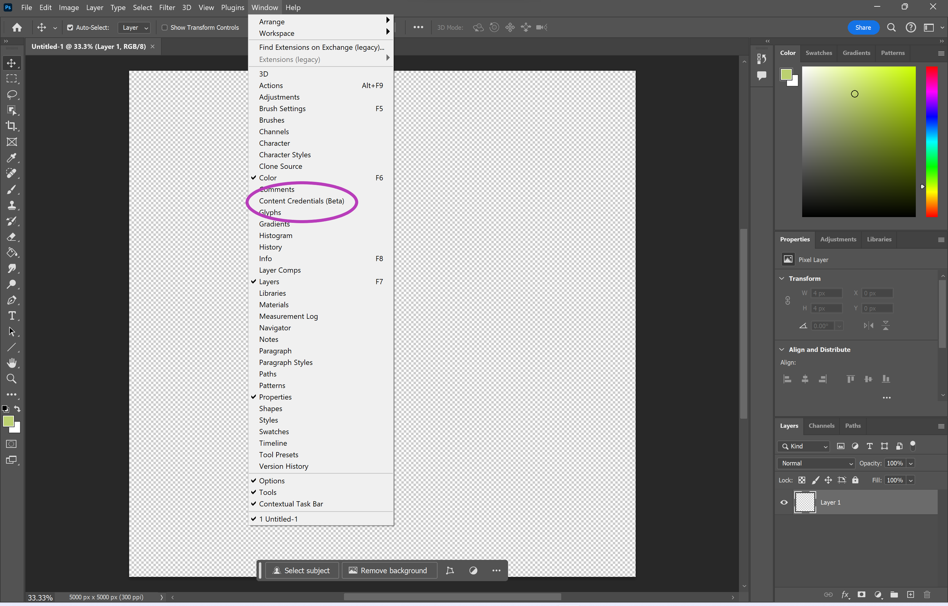 How to add Content Credentials to an image in Photoshop