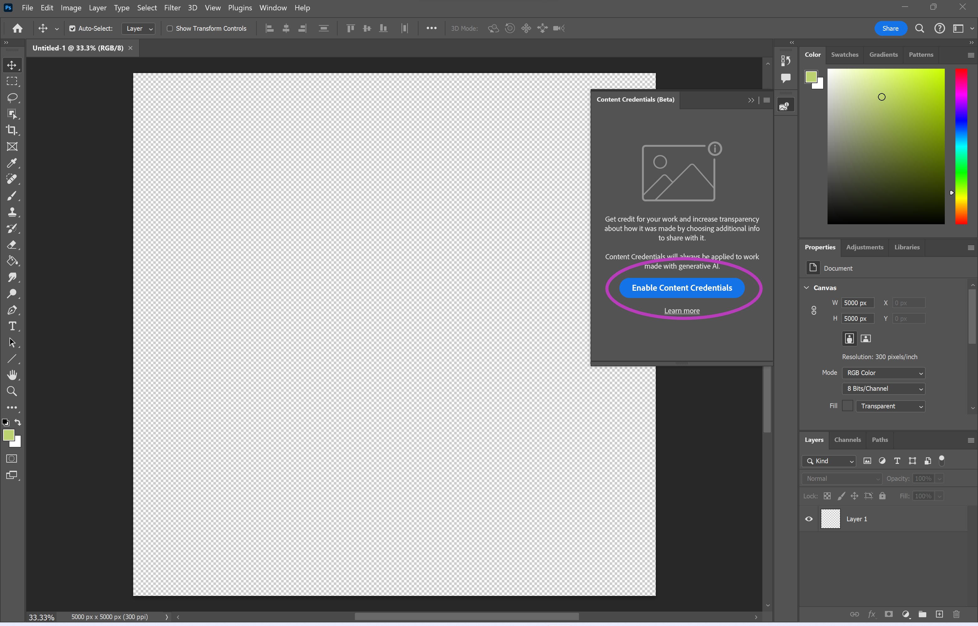 How to add Content Credentials to an image in Photoshop