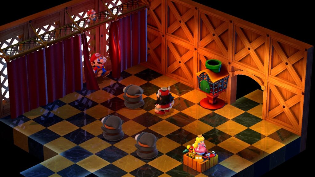 Super Mario RPG Screenshot from Super Mario RPG showing Mario and his team.