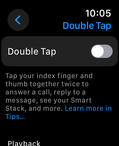 Toggle double Tap off