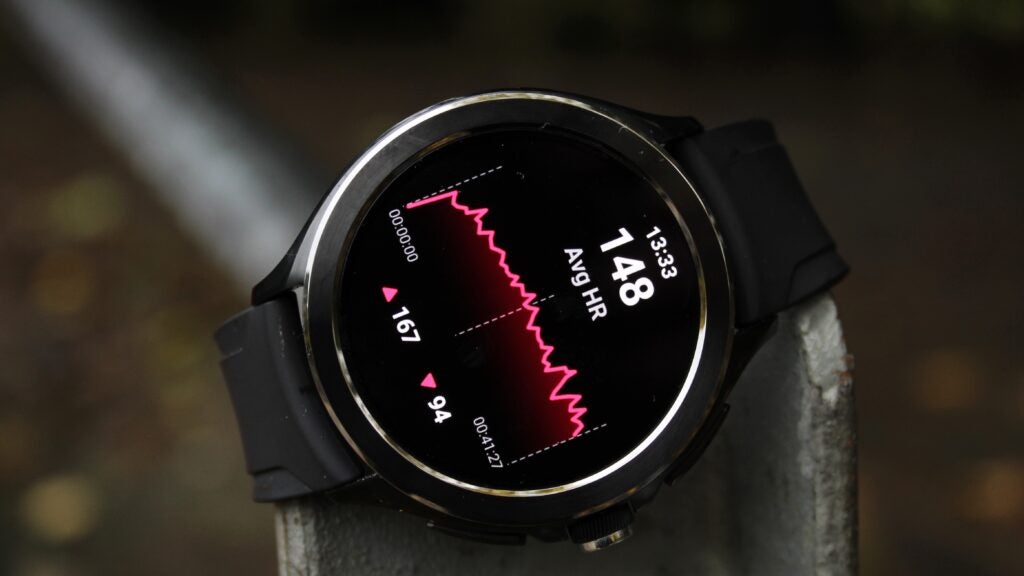 Xiaomi Watch 2 Pro heart rate trackingXiaomi Watch 2 Pro displaying heart rate monitor graph.