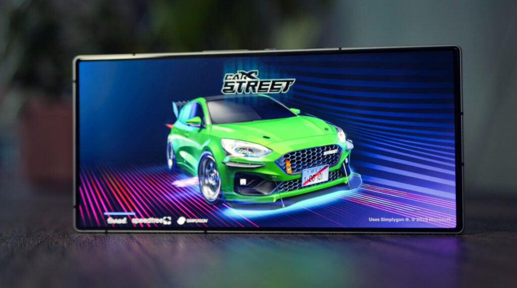 RedMagic 9 Pro smartphone displaying a racing game.