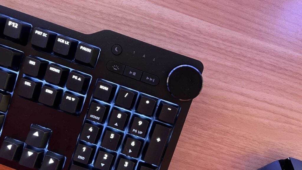 The media dial and keys of the Das Keyboard 6 Pro.