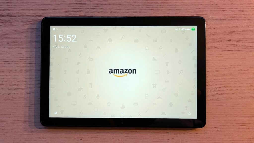 The Amazon Fire HD 10 (2023) on a table, display on