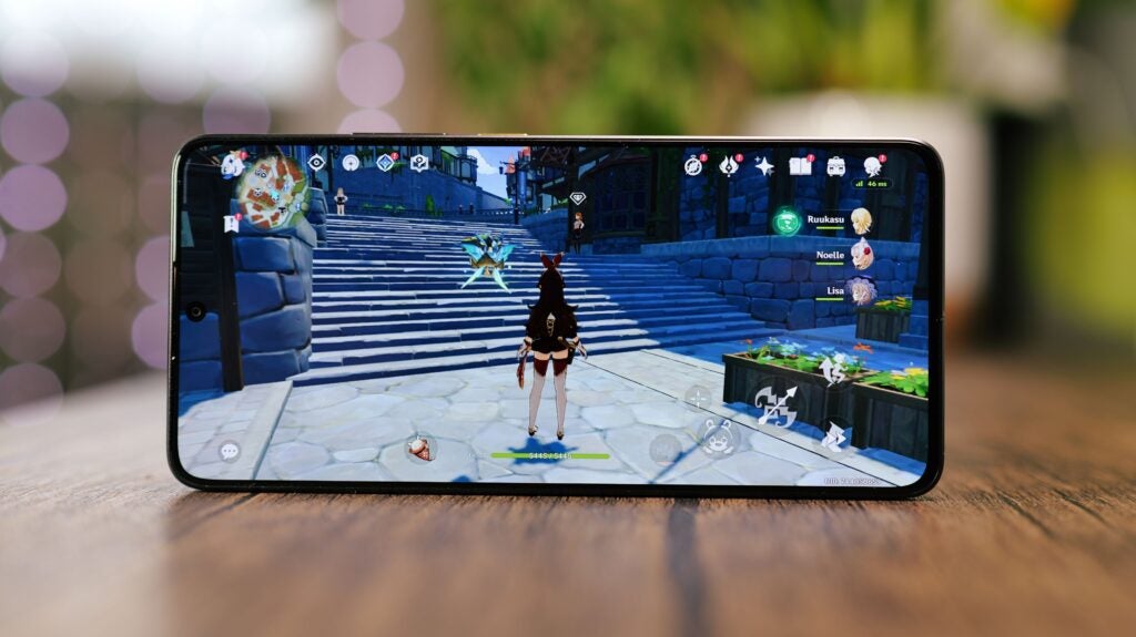 Genshin Impact on the Poco X6 ProPoco X6 Pro displaying high-definition mobile game graphics.