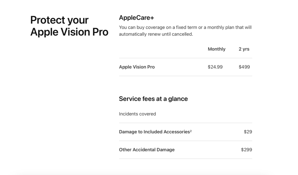 Apple Care Vision Pro
