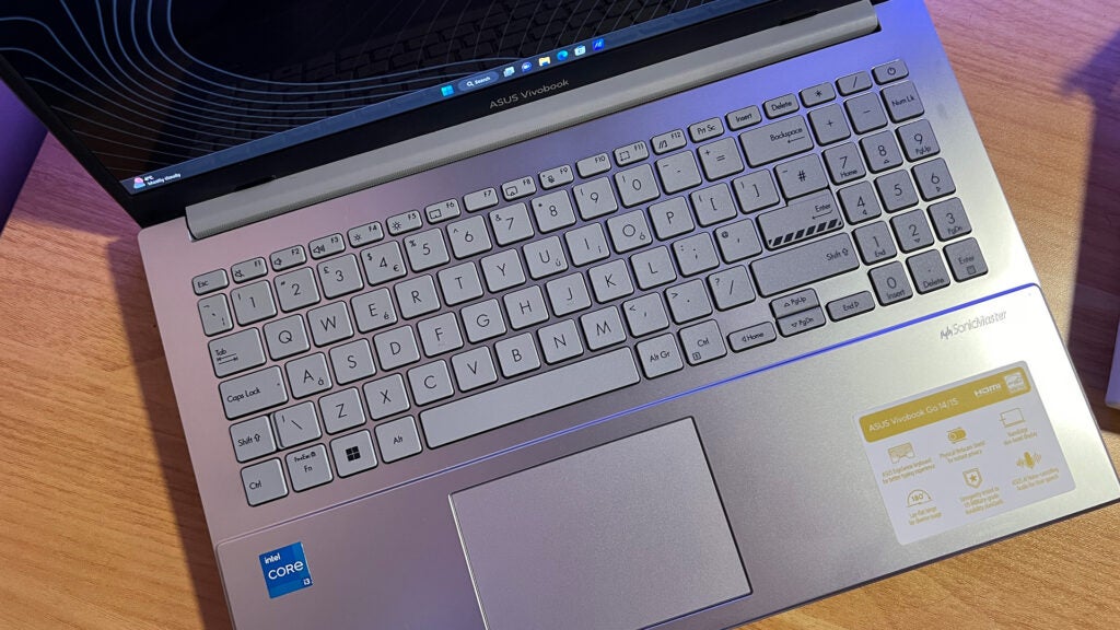 The keyboard deck of the Asus Vivobook GO 15.