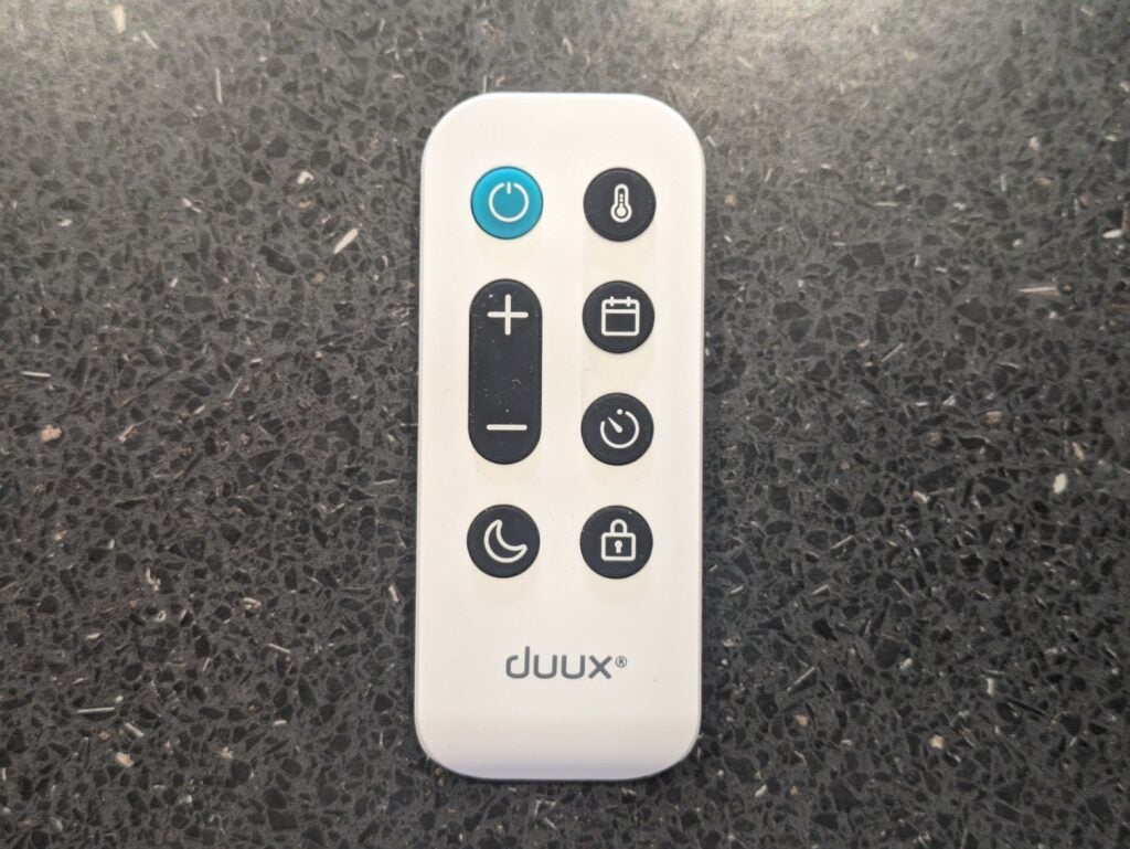 Shot of the remote control, which has eight functions