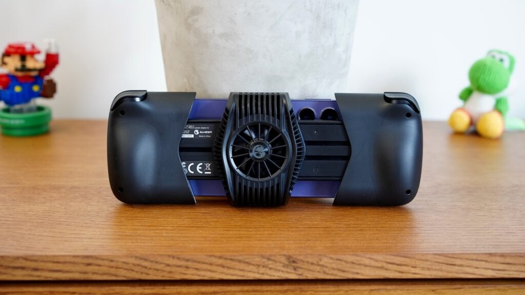 GameSir X3GameSir X3 game controller with built-in cooling fan on a desk.