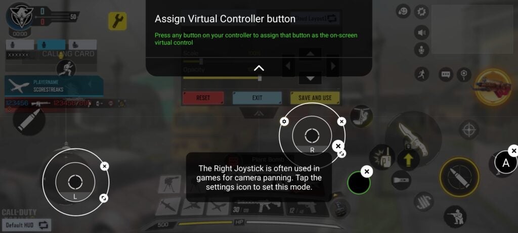 Razer Kishi V2 Pro button remappingScreenshot of mobile game controller configuration interface.