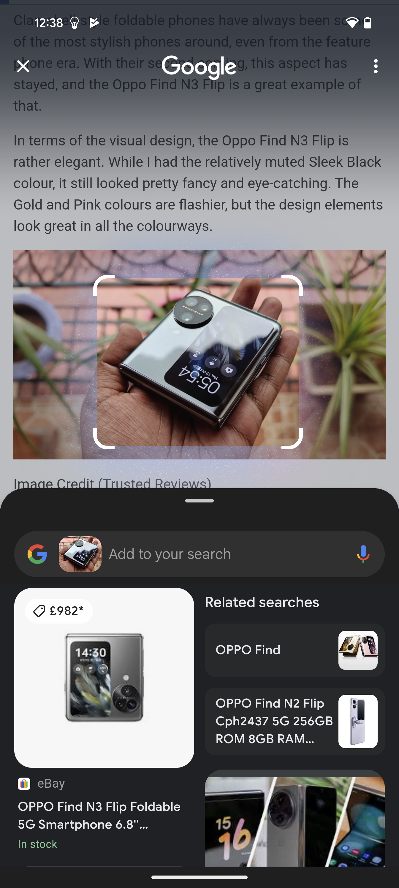Pixel 8 Pro screenshot with circle to search results