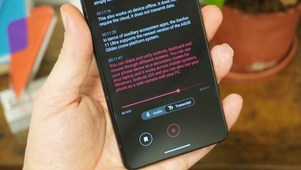 การถอดเสียงบนอุปกรณ์บน Asus ZenFone 11 Ultra