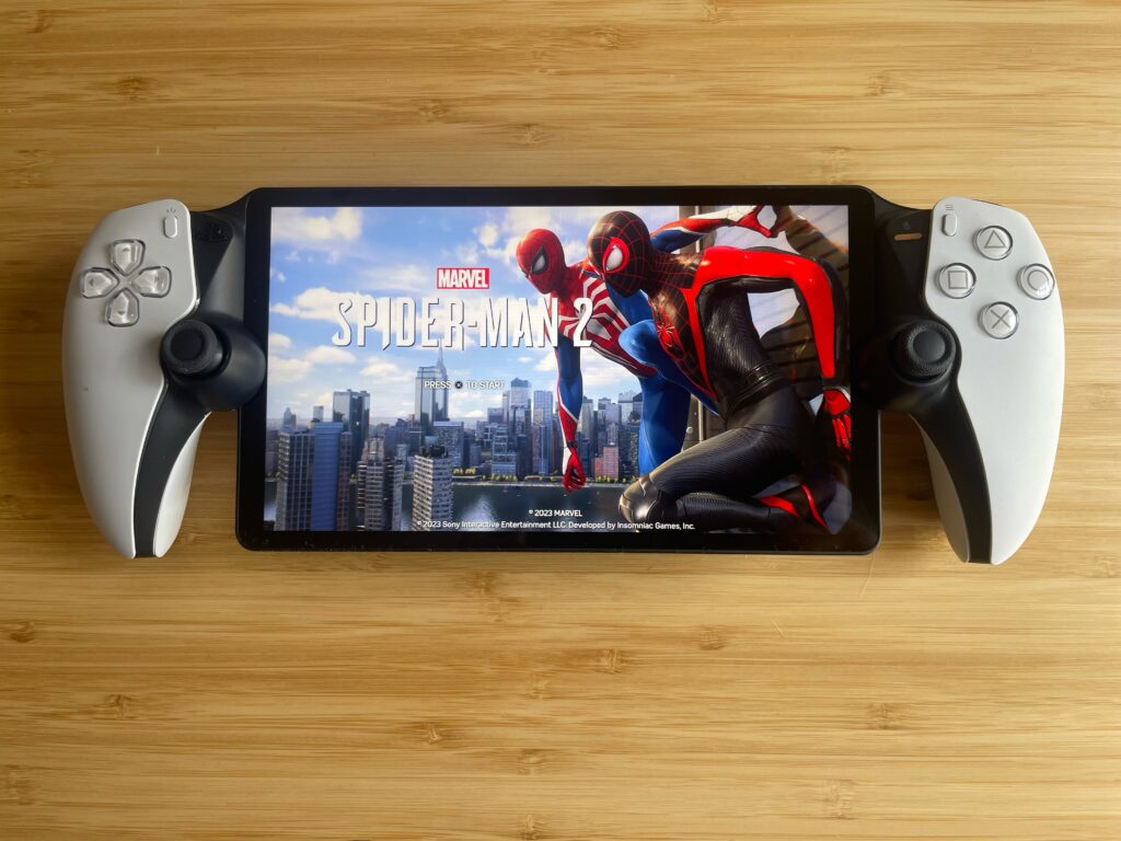PlayStation Portal with Spider-Man 2 on display