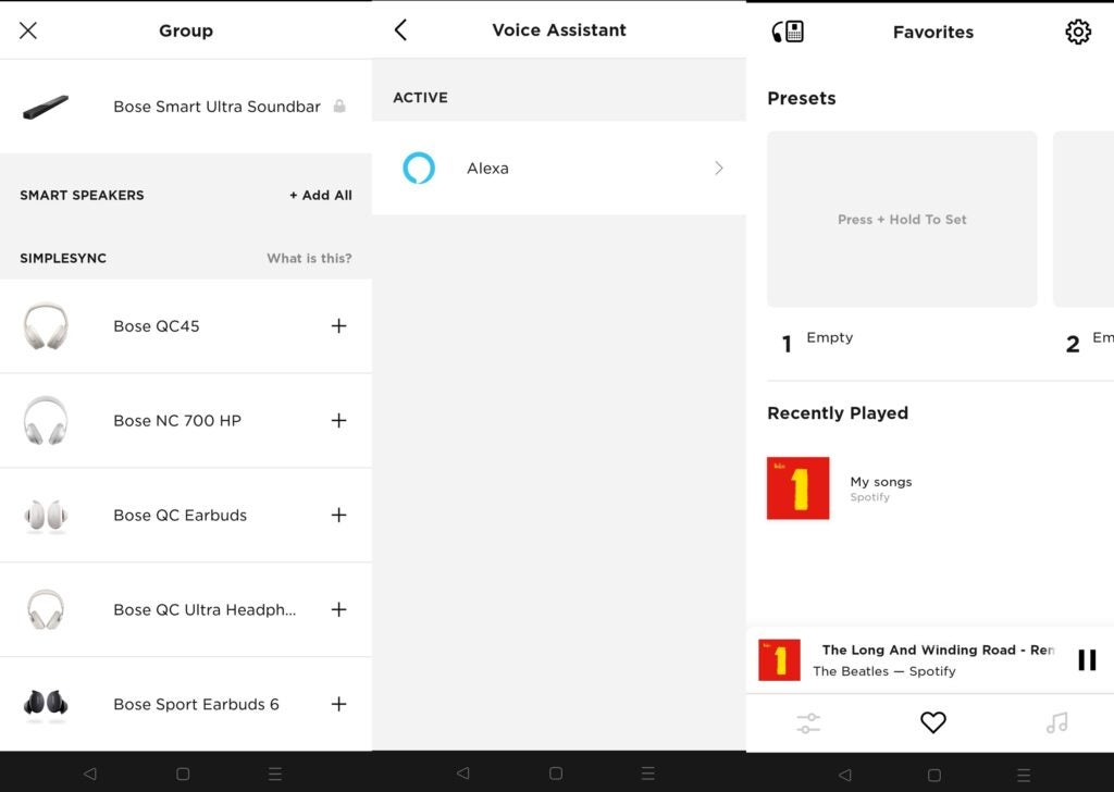 Bose Smart Ultra Soundbar Music app settings