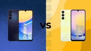 Samsung Galaxy A15 in blue vs Samsung Galaxy A25 in yellow
