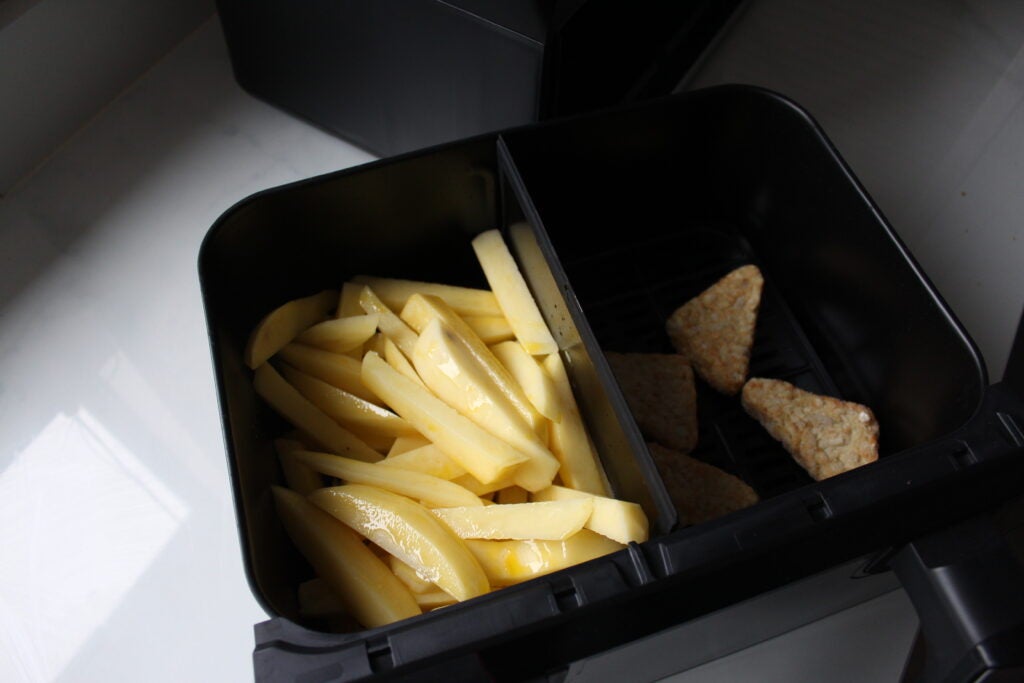Salter Fuzion Dual Air Fryer chips and hash browns before cooking